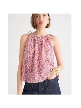 EUC J.CREW Women's Organic Cotton Floral Ellie Liberty Fabric Tie Shoulder Top M